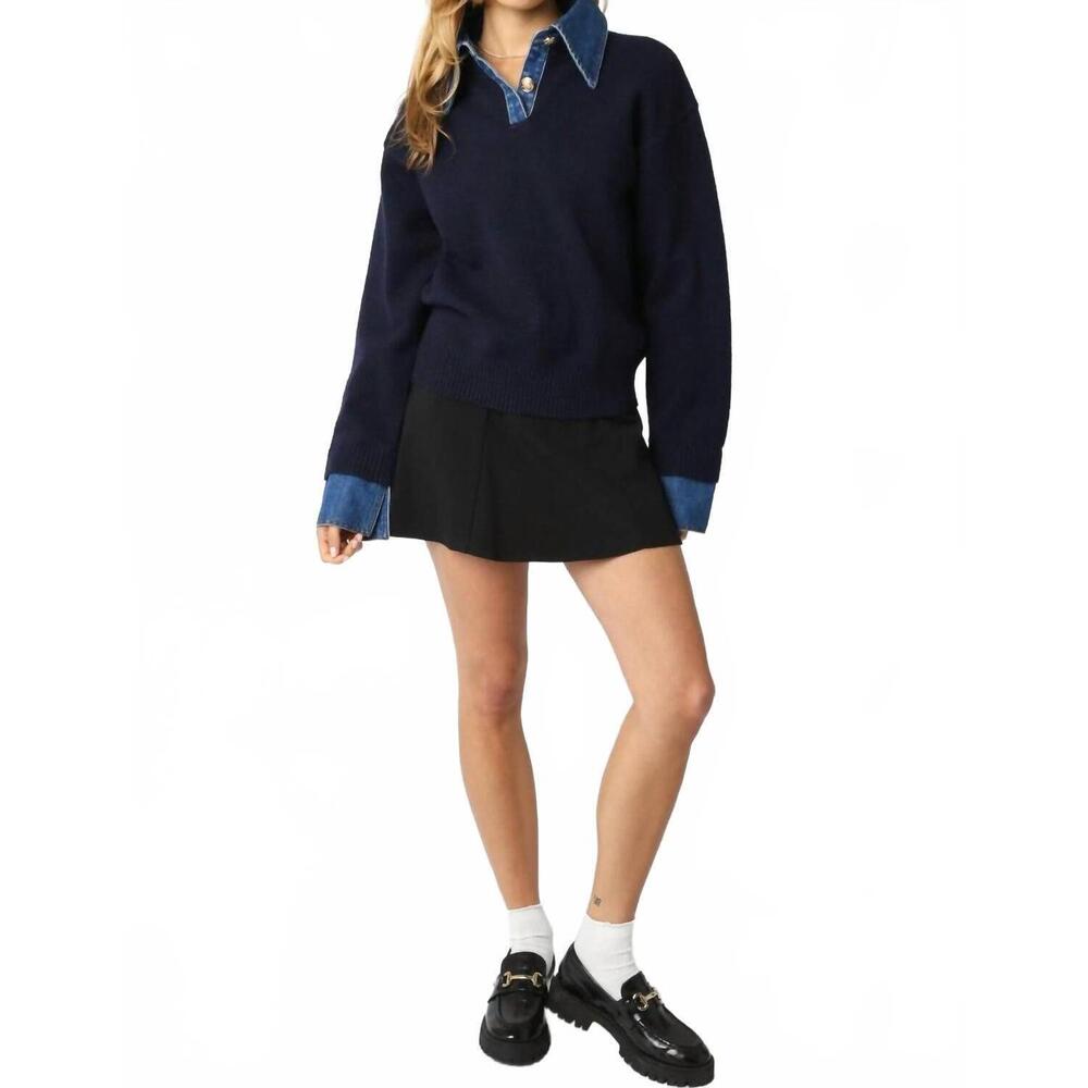 NEW SANDRO keaton sweater in navy blue - Picture 3 of 3